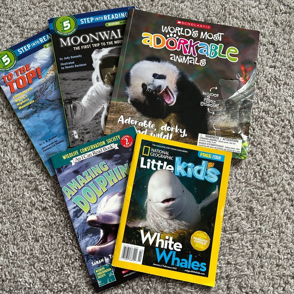Lot of 5 Animal & Nature Science-Themed Kids Picture Books & Magazines 🌏